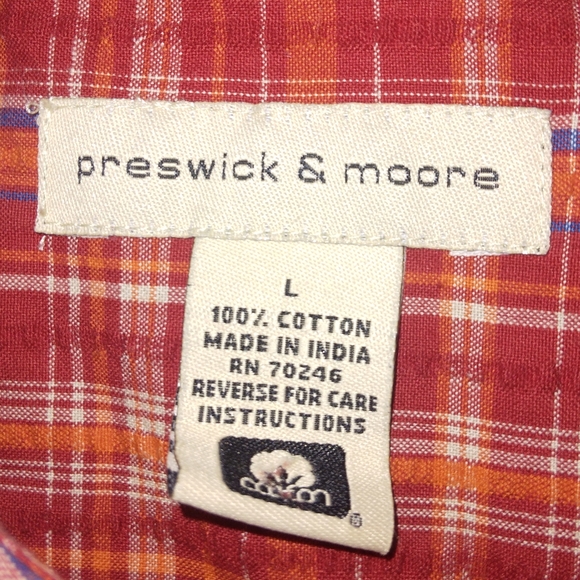 NWT Preswick & Moore 100% Cotton Casual Men's Button Down Size Large - Picture 4 of 9